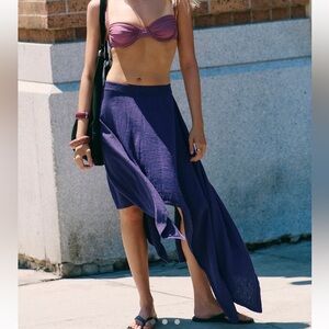 FREE PEOPLE FREE-EST INDIGO ASYMMETRICAL SWEATER SKIRT SIZE XS-M MSRP $70.00 NWT